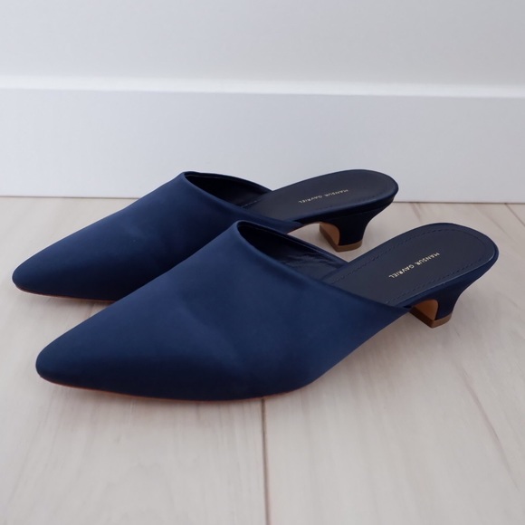 Mansur Gavriel Shoes - MANSUR GAVRIEL Satin Blue Mules